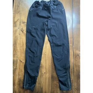 Athleta Womens Running Leggings Black Drawstring Reflective Zipper Hem Size M